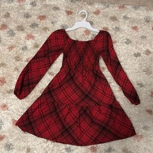 Girls red and black plaid dress